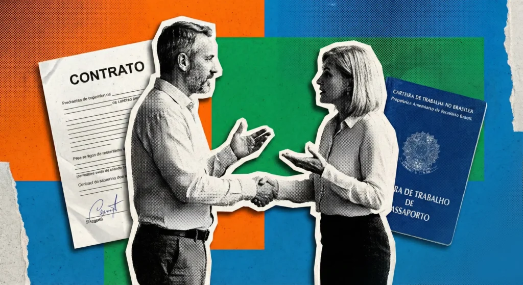 Empreendedor conversando com candidato em uma entrevista